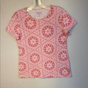 Croft & Barrow Red and White Fitted Short Sleeve Tee